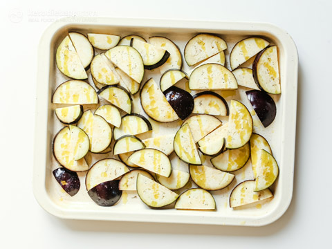 Tahini Chicken Eggplant Tray Bake